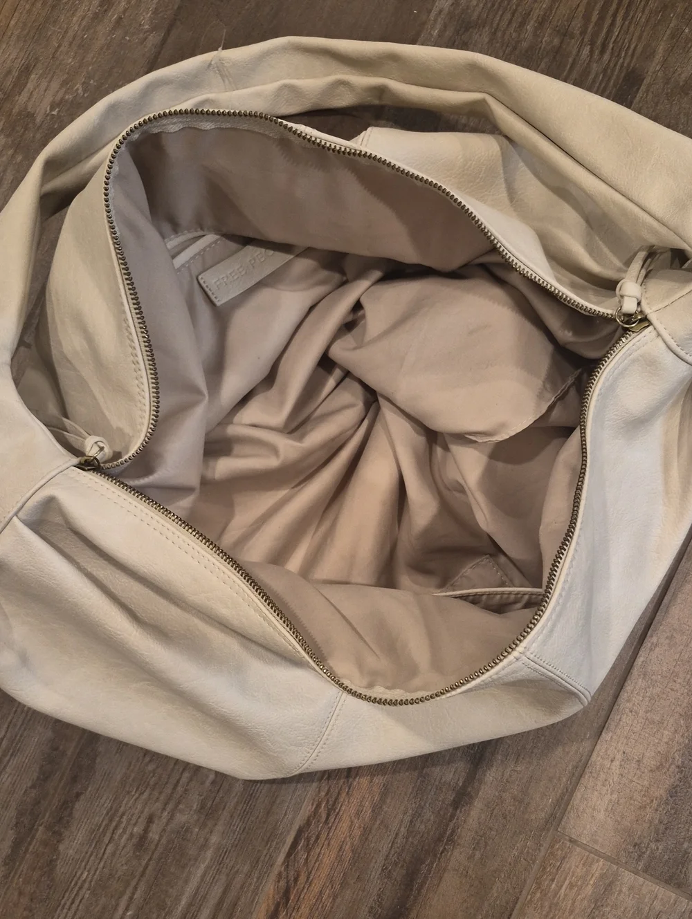 Free People Ivory Vegan Leather Slouchy Hobo Carryall Shoulder Crossbody Bag